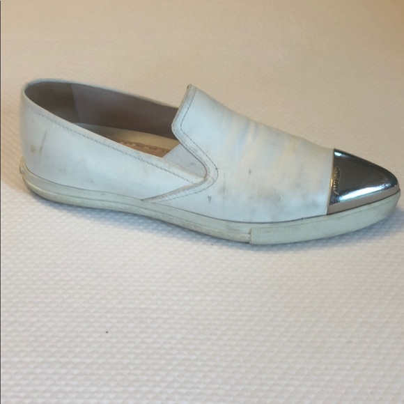 Miu Miu leather slip on sneakers SZ 39 1/2 - Picture 1 of 8